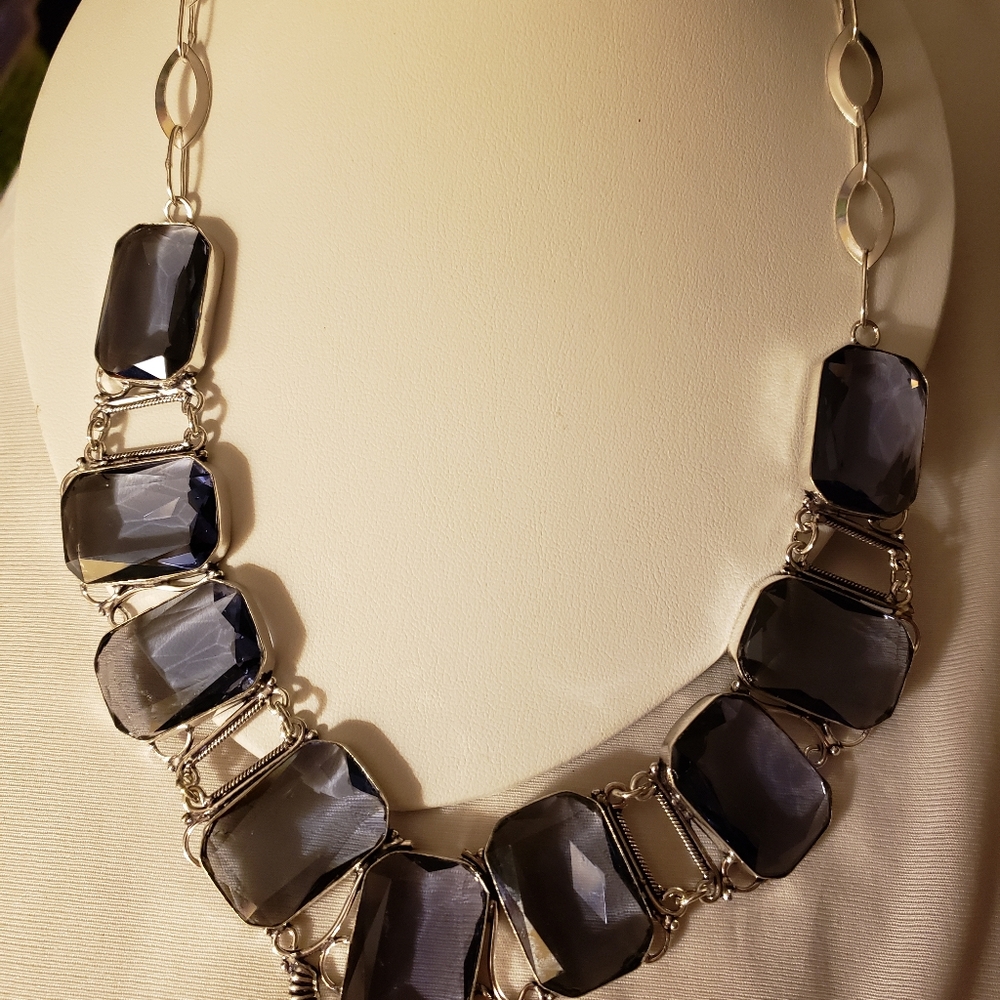 Faux Smoky Amethyst Faceted Necklace